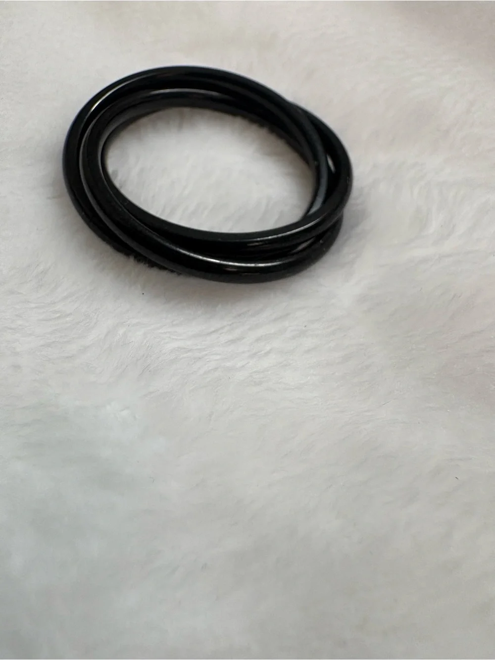 2 Black and Silver Metal triple rings, sizes 9 and 9 1/2